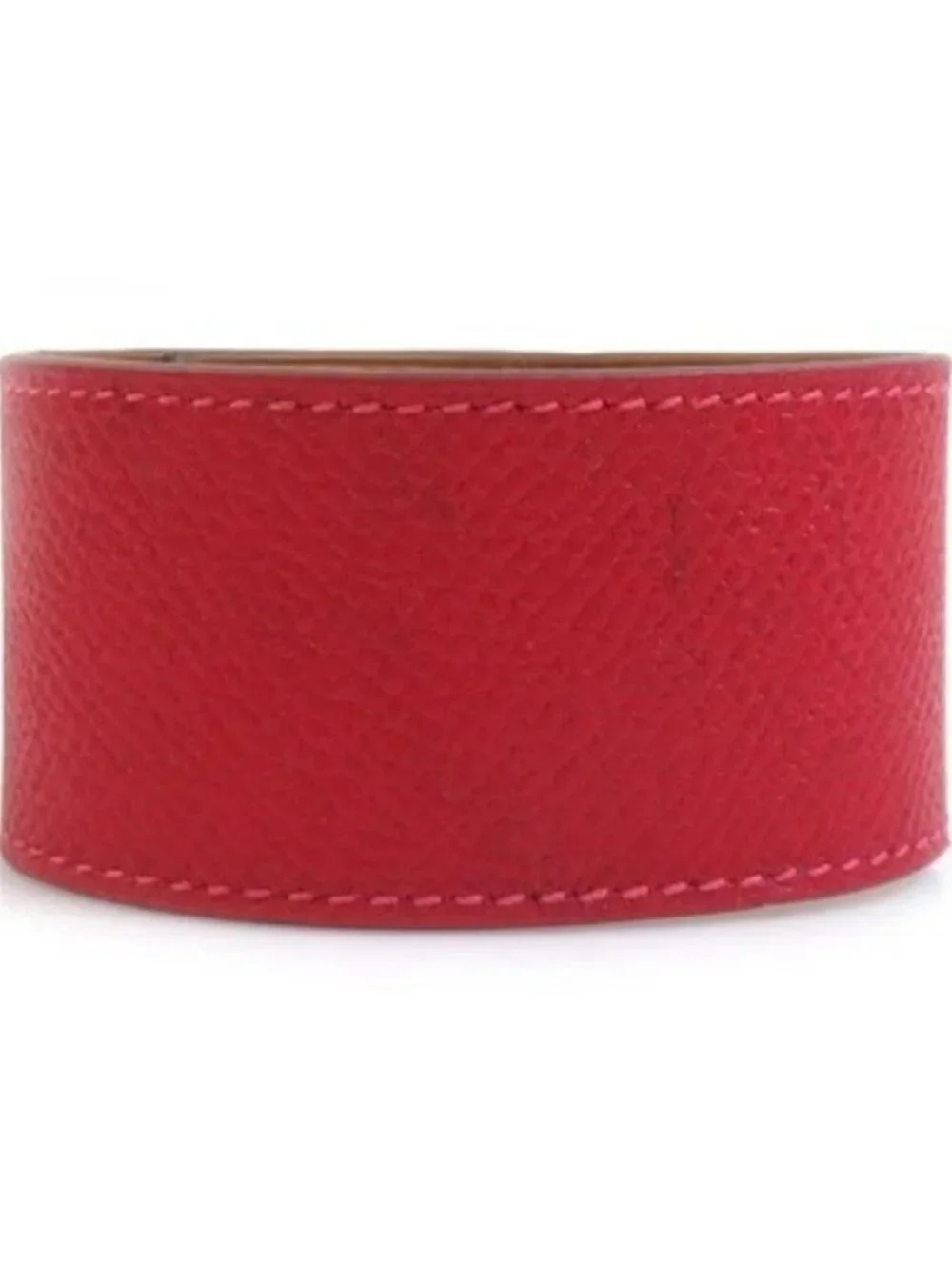 Auth HERMES Kelly Dog Bracelet Red/Silver Leather/Metal - e61836